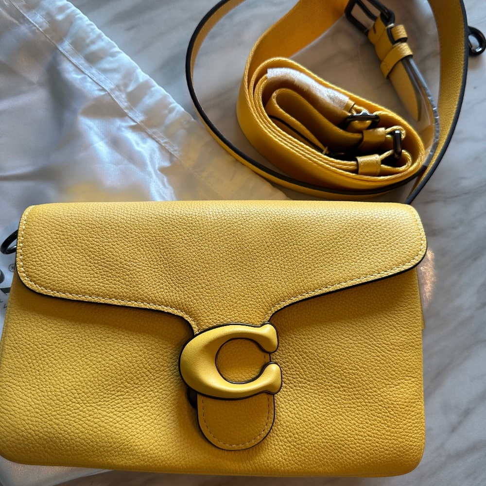 Yellow coach handbag with two straps